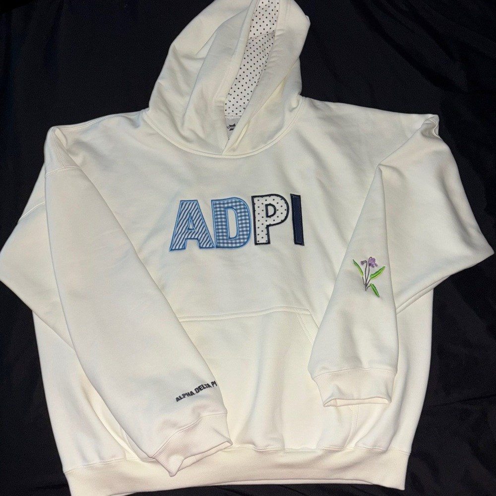 White Hoodie with Embroidered Design